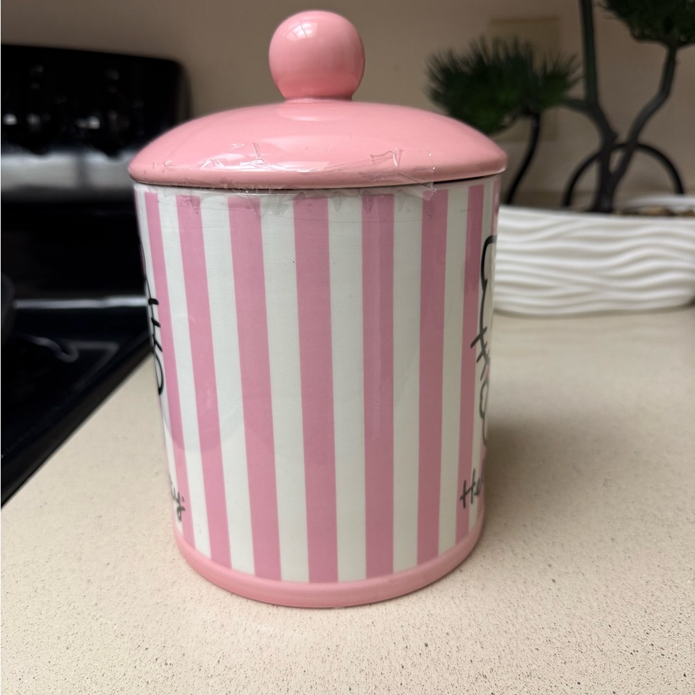 NWT Hello Kitty Pink and White Striped Jar - Picture 4 of 7